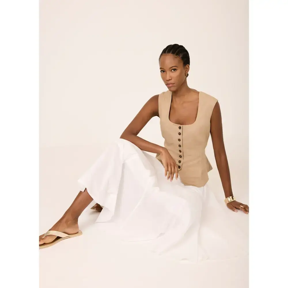 Mint Velvet White Cotton Full Midi Skirt